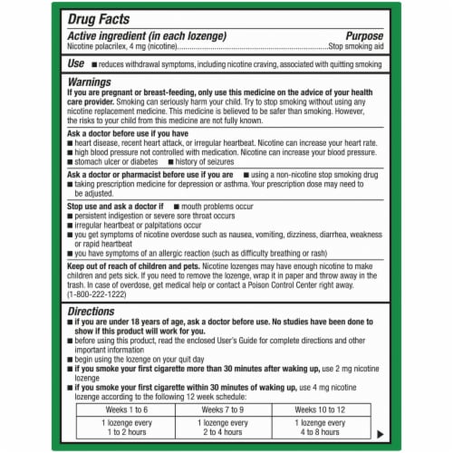 Kroger® Mint Mini Nicotine Lozenges 4mg Perspective: back