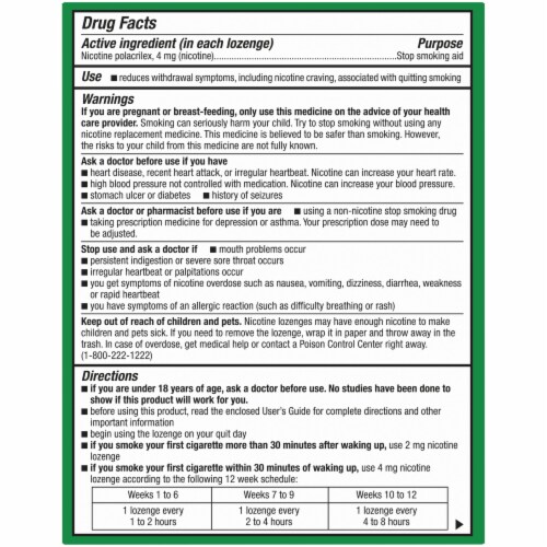 Kroger® Mint Mini Nicotine Lozenges 4mg Perspective: back
