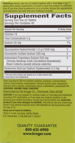 Kroger® Glucosamine Chondroitin Complex Coated Tablets Perspective: back
