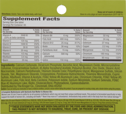 Kroger® Women's Health One Daily Tablets Perspective: back