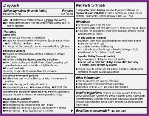 Kroger® Omeprazole Acid Reducer 20mg Tablets Perspective: back