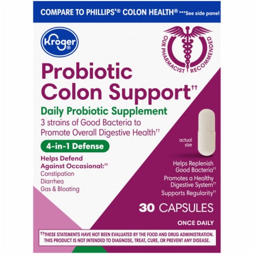 Kroger® Probiotic Colon Support Daily Probiotic Supplement Capsules Perspective: back