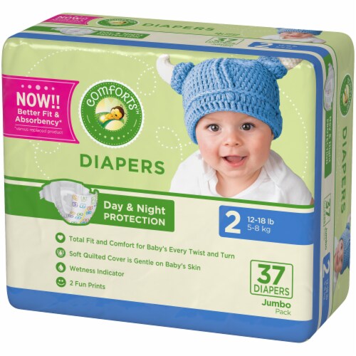 Comforts™ Day or Night Diapers Size 2 (12-18 lbs) Perspective: back
