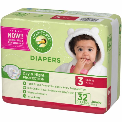 Comforts™ Day or Night Diapers Size 3 (16-28 lbs) Perspective: back