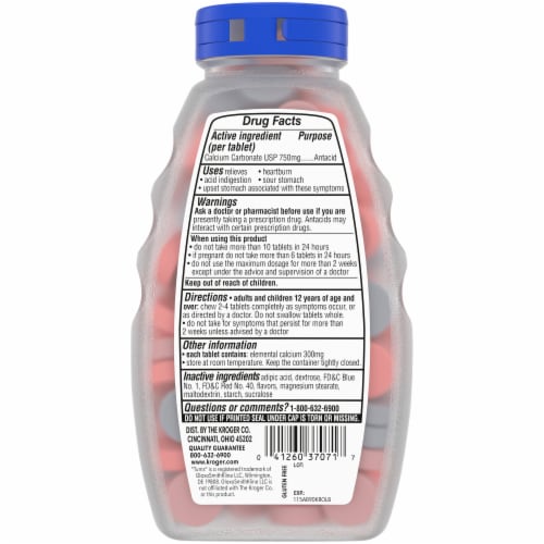 Kroger® Extra Strength Assorted Berry Flavor Smooth Antacid Chewable Tablets Perspective: back