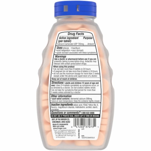 Kroger® Extra Strength Orange Cream Flavor Sugar Free Antacid Chewable Tablets Perspective: back