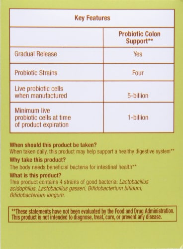 Kroger® Probiotic Colon Support Caplets Perspective: back