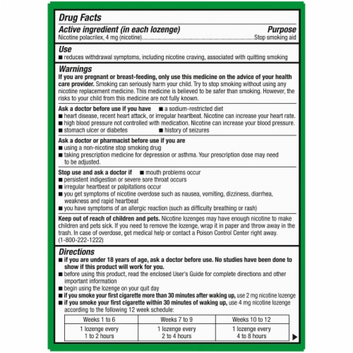Kroger® Mint Flavor Nicotine Lozenges 4mg Perspective: back