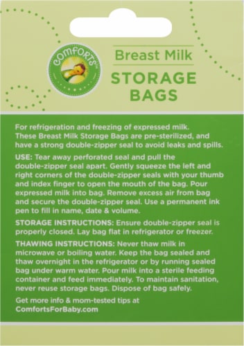 Comforts™ Breast Milk Storage Bags Perspective: back