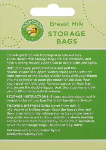 Comforts™ Breast Milk Storage Bags Perspective: back