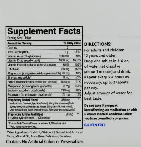 Kroger® Zesty Orange Effervescent Tablets Perspective: back