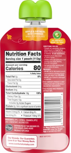 Comforts™ Cinnamon Apple & Oatmeal Stage 2 Baby Food Puree Pouch Perspective: back