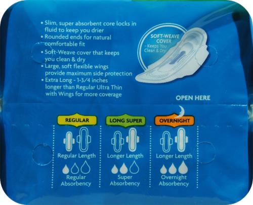 Kroger® Ultra Thin Super Long with Wings Pads Perspective: back
