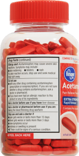 Kroger® Extra Strength Acetaminophen Rapid Release Caplets 500mg Perspective: back
