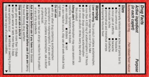 Kroger® Extra Strength Acetaminophen Rapid Release Caplets 500mg Perspective: back