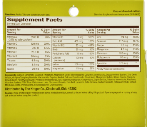 Kroger® One Daily Mens 50+ Multivitamin Tablets Perspective: back