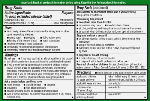 Kroger® Allergy Relief Medicine Perspective: back
