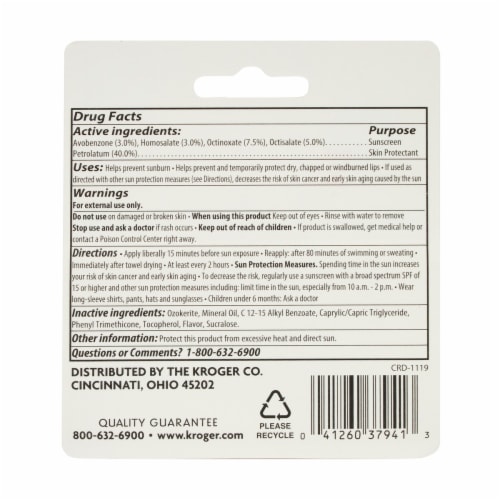 Kroger® Sunscreen SPF 50 Lip  Balm Perspective: back