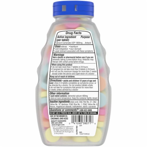 Kroger® Assorted Fruit Ultra Strength Antacid Chewable Tablets Perspective: back