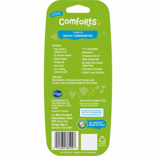 Comforts™ Flexible Tip Digital Thermometer Perspective: back