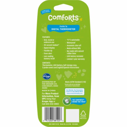 Comforts™ Flexible Tip Digital Thermometer Perspective: back