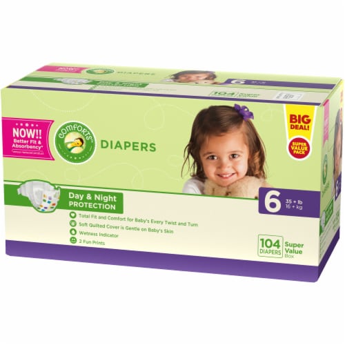 Comforts™ Day or Night Diapers Size 6 (35+ lbs) Perspective: back