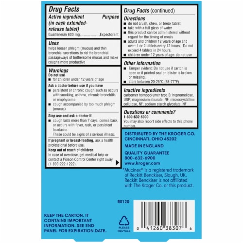 Kroger® Mucus Relief ER Expectorant Extended Release Tablets 600mg Perspective: back