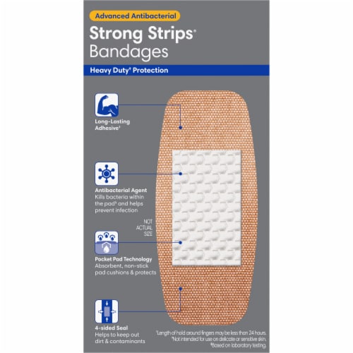 Kroger® Advanced Antibacterial Heavy Duty Extra Large Strong Strips Bandages Perspective: back