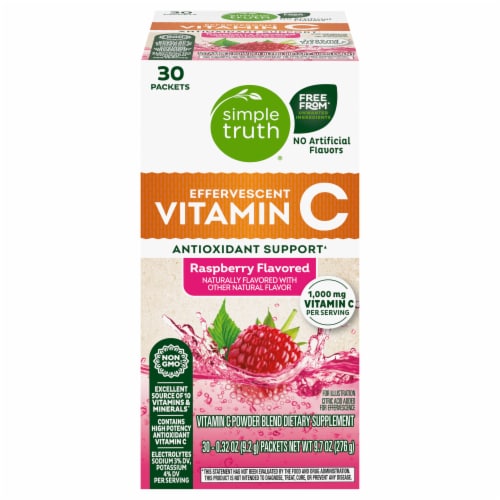 Simple Truth™ Raspberry Flavored Effervescent Vitamin C Powder Blend Packets Perspective: back