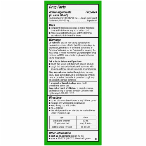 Kroger® Tussin DM Raspberry & Menthol Flavor Liquid Cough Suppressant & Expectorant Perspective: back