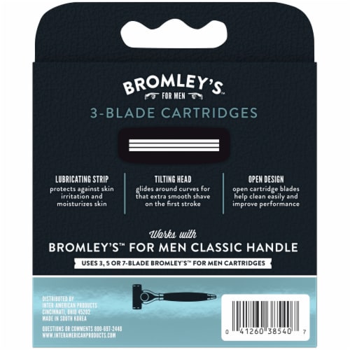 Bromley's™ for Men Single Stroke 3-Blade Cartridges Perspective: back
