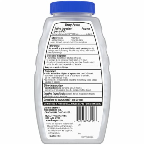 Kroger® Ultra Strength Peppermint Flavor Antacid Chewable Tablets Perspective: back