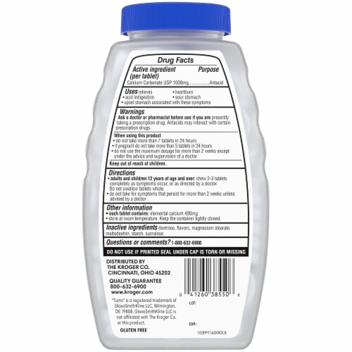 Kroger® Ultra Strength Peppermint Flavor Antacid Chewable Tablets Perspective: back