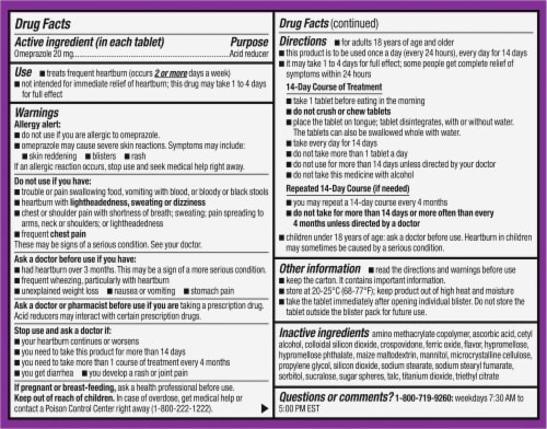 Kroger® Omeprazole Strawberry Flavor 20 mg Acid Reducer Tablets Perspective: back
