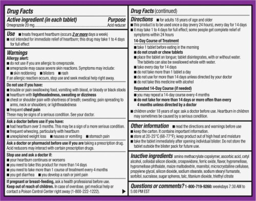 Kroger® Omeprazole Heartburn Relief Strawberry Delayed Release Tablets Perspective: back