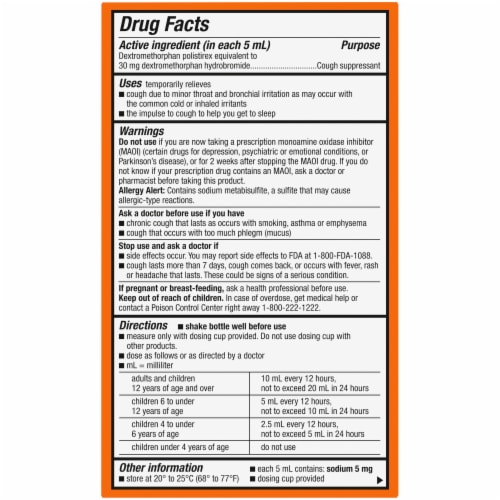 Kroger® Grape Flavored Liquid Cough DM Suppressant Perspective: back