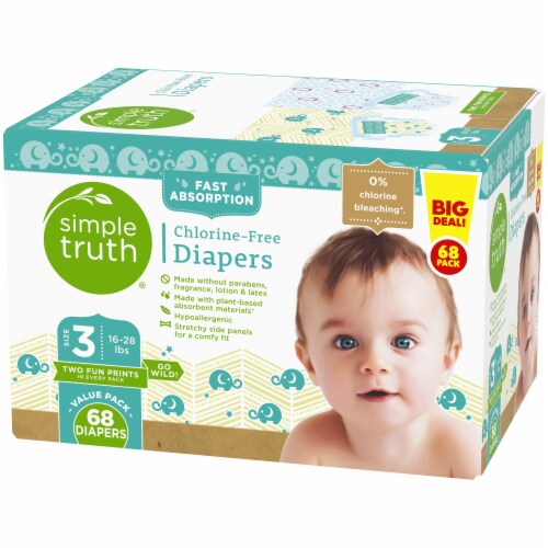 Simple Truth® Chlorine Free Diapers Size 3 (16-28 lbs) BIG DEAL! Perspective: back