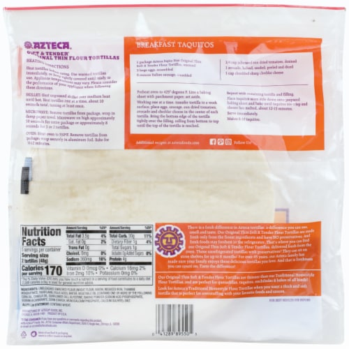 Azteca Flour Tortillas Soft Taco Shells Perspective: back