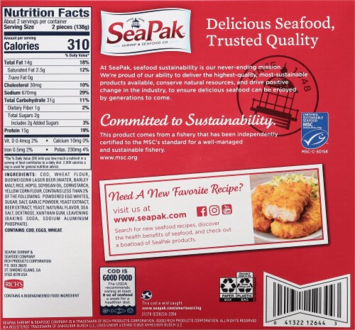 SeaPak™ Budweiser Beer Battered Cod Fillets Perspective: back