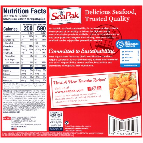 SeaPak™ Budweiser Beer Battered Oven Crunchy Shrimp Perspective: back