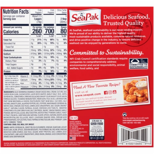 SeaPak Budweiser Beer Battered Crab Poppers Perspective: back