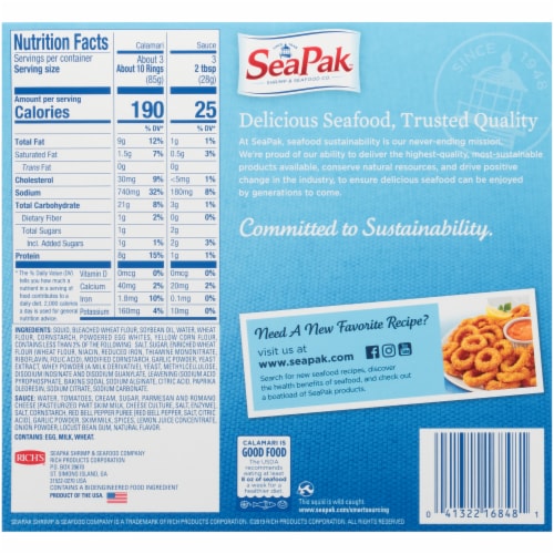 SeaPak Breaded Calamari with Sauce Perspective: back