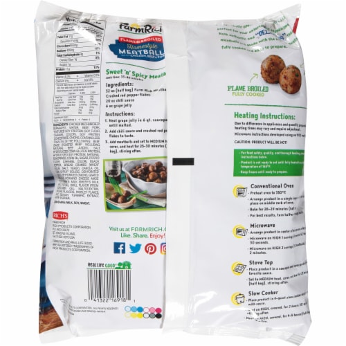 Farm Rich Flame Broiled Homestyle Meatballs, Fully Cooked, High Protein Perspective: back