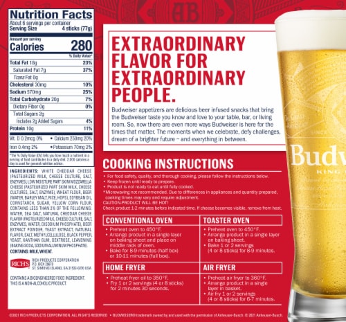 Budweiser Beer Battered Cheese Sticks Perspective: back