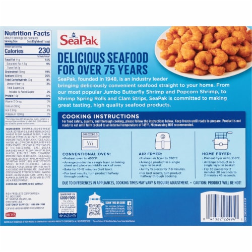 SeaPak™ Oven Crispy Popcorn Shrimp Perspective: back