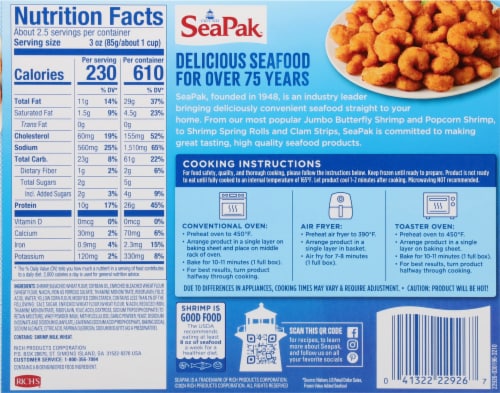 SeaPak™ Classic Popcorn Shrimp Perspective: back