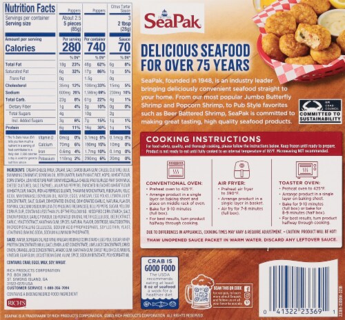 SeaPak™ Beer Battered Cheese & Crab Poppers Perspective: back