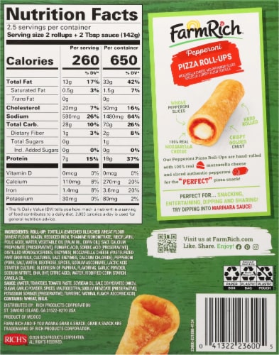 Farm Rich® Pepperoni Pizza Roll-Ups Perspective: back