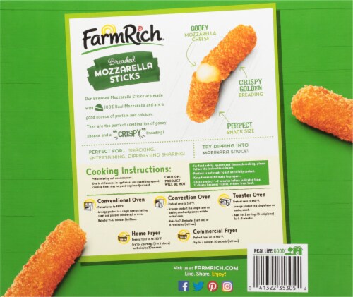 Farm Rich Breaded Mozzarella Sticks Perspective: back