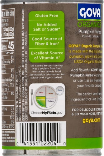 Goya® Organics® Pumpkin Puree Perspective: back